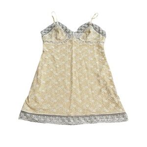 Vintage 70s Vasserette Lingerie Lace Slip Mini Cream Floral Lace Size Small